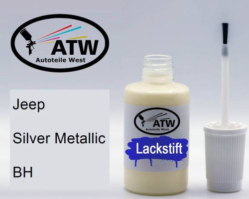 Jeep, Silver Metallic, BH: 20ml Lackstift, von ATW Autoteile West.